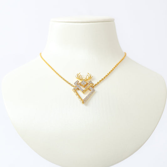 Natural Diamonds Reemi logo gold necklace 18 inches by Reemiforjewellery